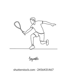 One continuous line drawing of Squash sports vector illustration. Squash sports design in simple linear continuous style vector concept. Sports themes design for your asset design illustration.
