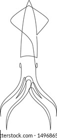 One continuous line drawing of squid for seafood logo identity. Sea cuttlefish mascot concept. Modern single line draw design vector illustration
