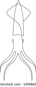 One continuous line drawing of squid for seafood logo identity. Sea cuttlefish mascot concept. Modern single line draw design vector illustration