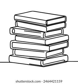 One continuous line drawing of stack of books. Student concept.. Study space desk concept.