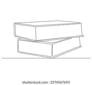 One continuous line drawing of stack of book. Studying book or knowledge book in simple line. Concept vector art for university or college. Editable stroke. Doodle line illustration