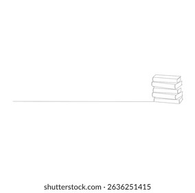 One continuous line drawing of stack of books in library. Education in school. Writing business draft in editable strokes. Scribble outline vector illustration
