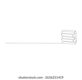 One continuous line drawing of stack of books in library. Education in school. Writing business draft in editable strokes. Scribble outline vector illustration