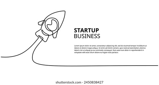 One continuous line drawing of Start up business Rocket launch