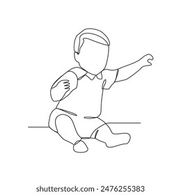 One continuous line drawing of step by step baby grow up baby phase vector illustration. Baby grow up activity in simple linear concept design vector. Cute Baby themes design illustration for asset.