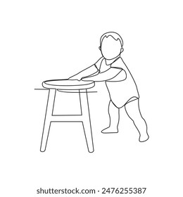 One continuous line drawing of step by step baby grow up baby phase vector illustration. Baby grow up activity in simple linear concept design vector. Cute Baby themes design illustration for asset.