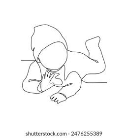 One continuous line drawing of step by step baby grow up baby phase vector illustration. Baby grow up activity in simple linear concept design vector. Cute Baby themes design illustration for asset.