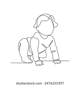 One continuous line drawing of step by step baby grow up baby phase vector illustration. Baby grow up activity in simple linear concept design vector. Cute Baby themes design illustration for asset.