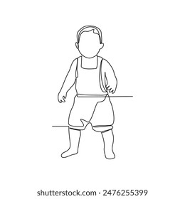 One continuous line drawing of step by step baby grow up baby phase vector illustration. Baby grow up activity in simple linear concept design vector. Cute Baby themes design illustration for asset.