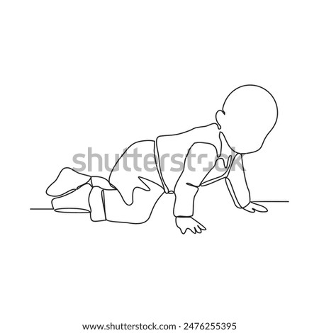 One continuous line drawing of step by step baby grow up baby phase vector illustration. Baby grow up activity in simple linear concept design vector. Cute Baby themes design illustration for asset.