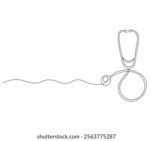 One continuous line drawing of stethoscope. Single line of stethoscope vector illustration

