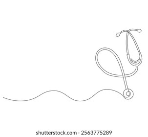 One continuous line drawing of stethoscope. Single line of stethoscope vector illustration

