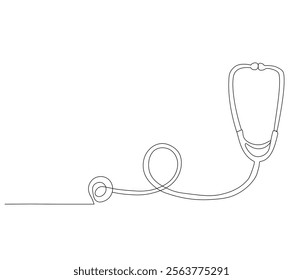 One continuous line drawing of stethoscope. Single line of stethoscope vector illustration

