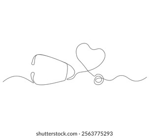 One continuous line drawing of stethoscope. Single line of stethoscope vector illustration

