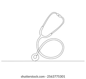 One continuous line drawing of stethoscope. Single line of stethoscope vector illustration

