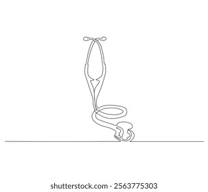 One continuous line drawing of stethoscope. Single line of stethoscope vector illustration

