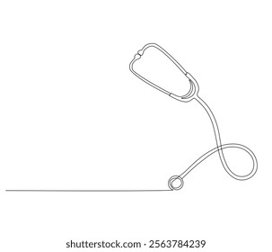 One continuous line drawing of stethoscope. Single line of stethoscope vector illustration

