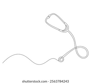 One continuous line drawing of stethoscope. Single line of stethoscope vector illustration

