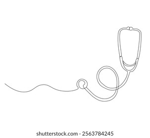 One continuous line drawing of stethoscope. Single line of stethoscope vector illustration

