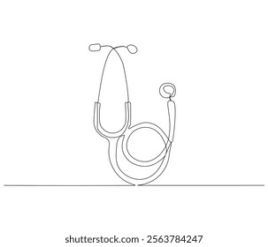 One continuous line drawing of stethoscope. Single line of stethoscope vector illustration

