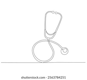 One continuous line drawing of stethoscope. Single line of stethoscope vector illustration

