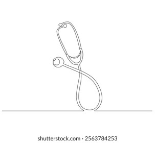 One continuous line drawing of stethoscope. Single line of stethoscope vector illustration

