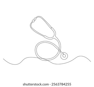 One continuous line drawing of stethoscope. Single line of stethoscope vector illustration

