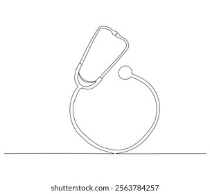 One continuous line drawing of stethoscope. Single line of stethoscope vector illustration

