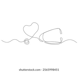 One continuous line drawing of stethoscope. Single line of stethoscope vector illustration

