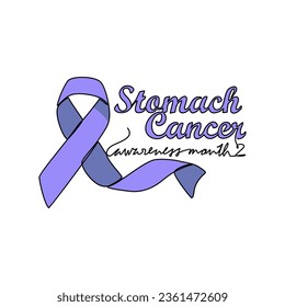 Eine durchgehende Zeichnung des Stomachenkrebs-Bewusstseins Monat mit weißem Hintergrund. medizinisches Design-Konzept im einfachen linearen Stil. Sensibilisierungsband Design Konzept Vektorgrafik.
