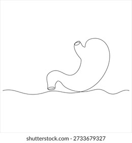 Un dibujo de línea continua del órgano del estómago humano línea gastrointestinal arte Ilustración vectorial