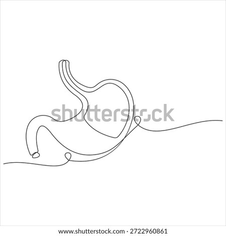 One continuous line drawing of stomach organ human gastrointestinal line art vector illustration