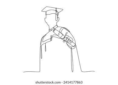 One continuous line drawing of Student life concept. Doodle vector illustration in simple linear style.