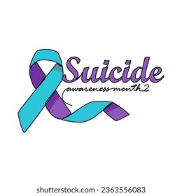 One continuous line drawing of suicide awareness month with white background. Awareness ribbon design in simple linear style. healthcare and medical design concept vector illustration.
