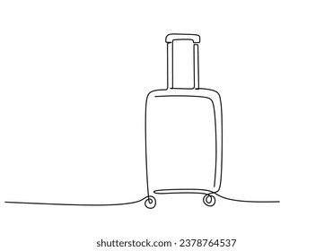 One Continuous Line Drawing of a Suitcase. Vector illustration isolated on white background. Minimalist design handdrawn.
