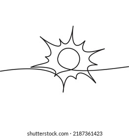 One continuous line drawing of the sun of the day. Vector illustration of a sun for icons, symbols, logos. Editable image of the sun. eps 10.