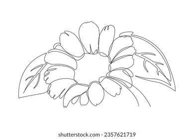 Eine durchgängige Linienzeichnung des Blumenkonzepts. Doodle Vektorgrafik im einfachen linearen Stil. 