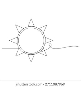 Eine durchgehende Linie Zeichnung Sonnenuntergang auf Meer Vektorgrafik
