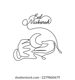 One continuous line drawing of a symbol for giving a gift for eid mubarak. Eid mubarak and Ramadan kareem design concept with simple linear style. Eid mubarak vector design concept.
