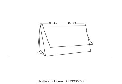 One continuous line drawing. Symbol of memorable date and event day in simple linear style, Calendar continuous line drawn. Time planer linear symbol. Reminder empty template.