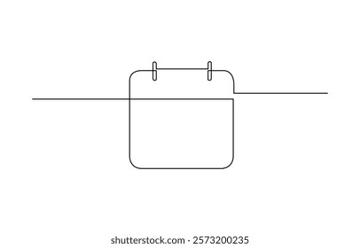 One continuous line drawing. Symbol of memorable date and event day in simple linear style, Calendar continuous line drawn. Time planer linear symbol. Reminder empty template.