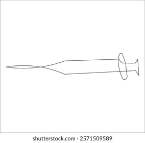 One continuous line drawing of syringe medical equipment . single line illustration of syringe injection. illustration one of medical equipment. editable ouline