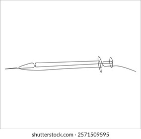 One continuous line drawing of syringe medical equipment . single line illustration of syringe injection. illustration one of medical equipment. editable ouline