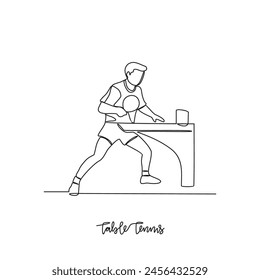 One continuous line drawing of Table Tennis sports vector illustration. Table Tennis sports design in simple linear continuous style vector concept. Sports themes design for your asset design.