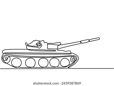 Una línea continua de dibujo del vehículo de combate de tanques Vehículo blindado