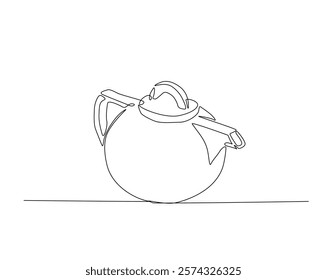 One continuous line drawing tea pot vector illustration. Abstract tea pot monoline design.
