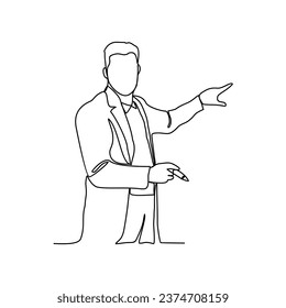 One continuous line drawing of Teacher profession with white background. Teacher profession design concept in simple linear style. Teacher profession design concept vector illustration.