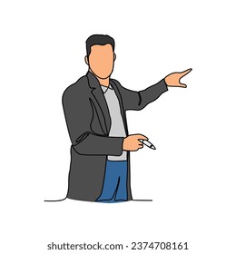 One continuous line drawing of Teacher profession with white background. Teacher profession design concept in simple linear style. Teacher profession design concept vector illustration.