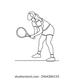 One continuous line drawing of 
Tennis sports vector illustration. 
Tennis sports design in simple linear continuous style vector concept. Sports themes design for your asset design illustration.