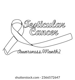 One continuous line drawing of testicular cancer awareness month with white background. Awareness ribbon design in simple linear style. healthcare and medical design concept vector illustration.